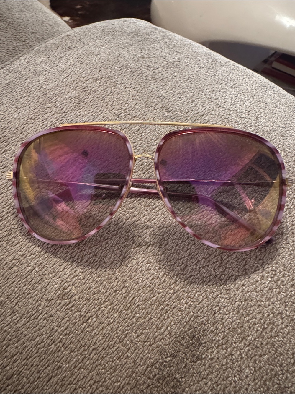 DITA Condor Two Purple Gradient Aviator Sunglasses with Gold Bridge